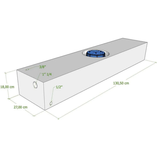 Vecam Watertank 63 liter 131 x 27 x 18 cm wit