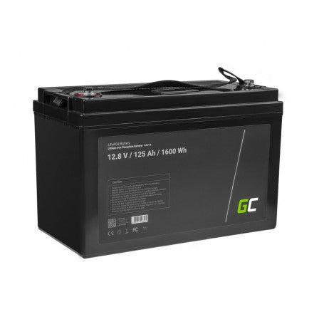 Green Cell LiFePO4 12.8V 125Ah 1600Wh accu voor zonnepanelen en campers